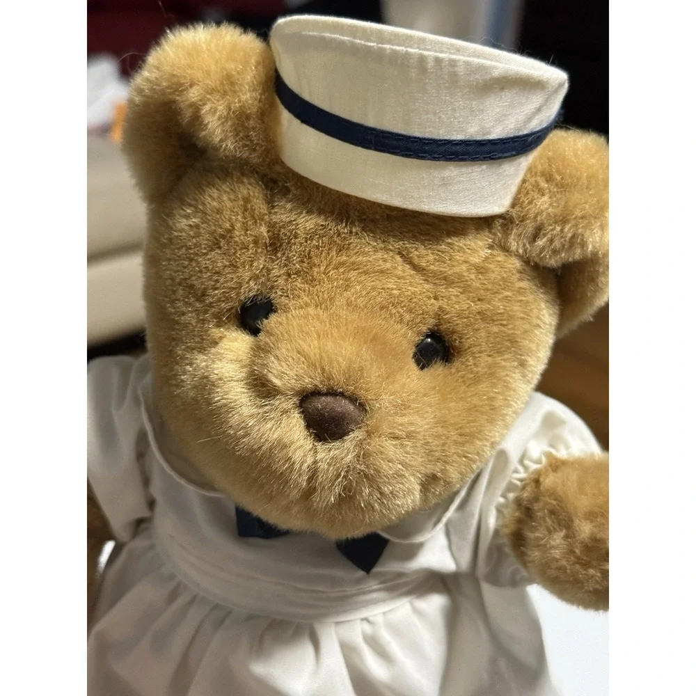 Vintage Jerry Elsner Pets Nurse Bear Plush Stuffed Animal White Dress Hat